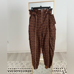 Women's Brown Patterned Cargo Jeans